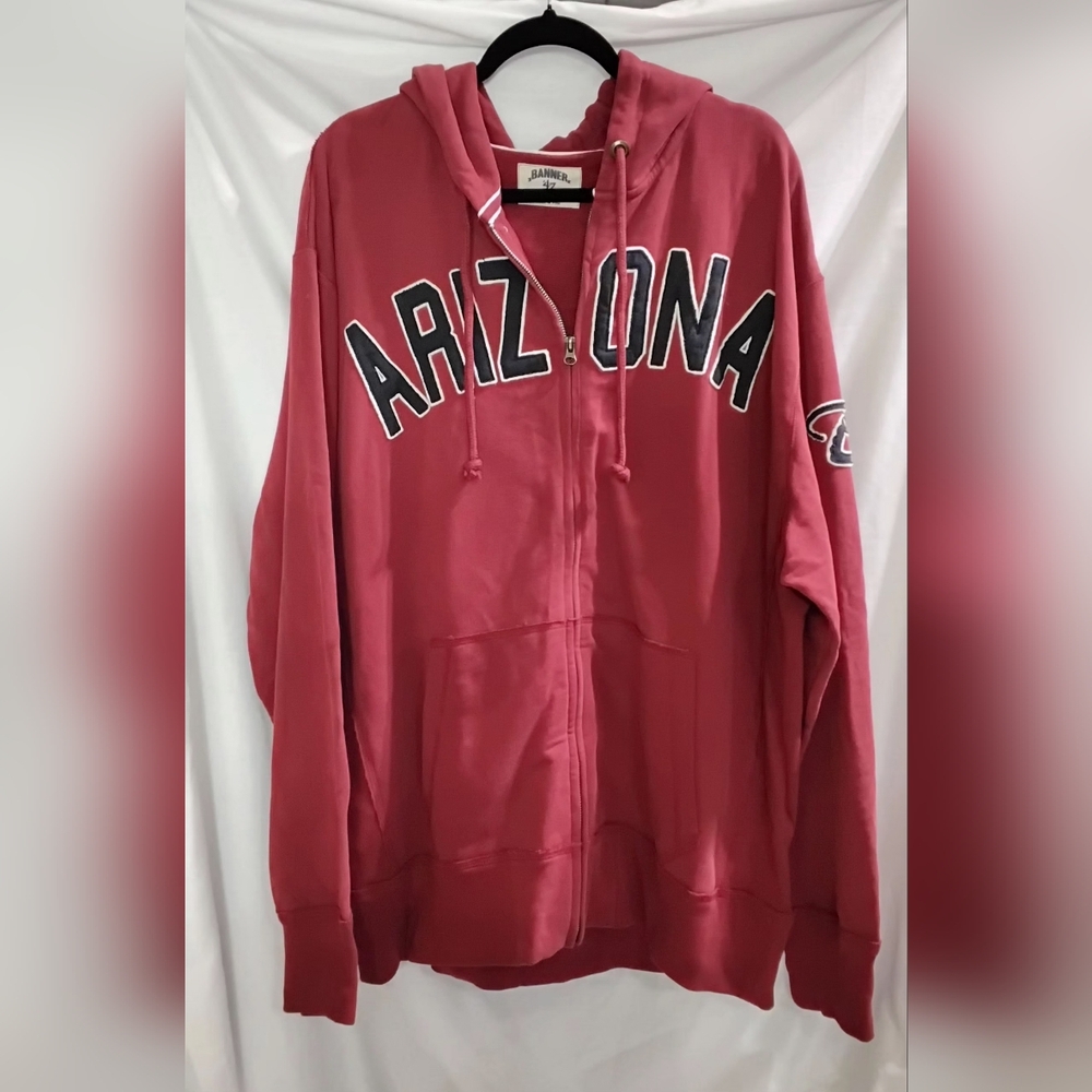 Banner 47 Arizona Diamondbacks Full Zip Hoodie Maroon w/Sleeve Logo Mens Size 2X